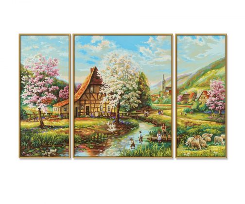 Vidiecka idylka (80x50cm) maľovanie podľa čísel